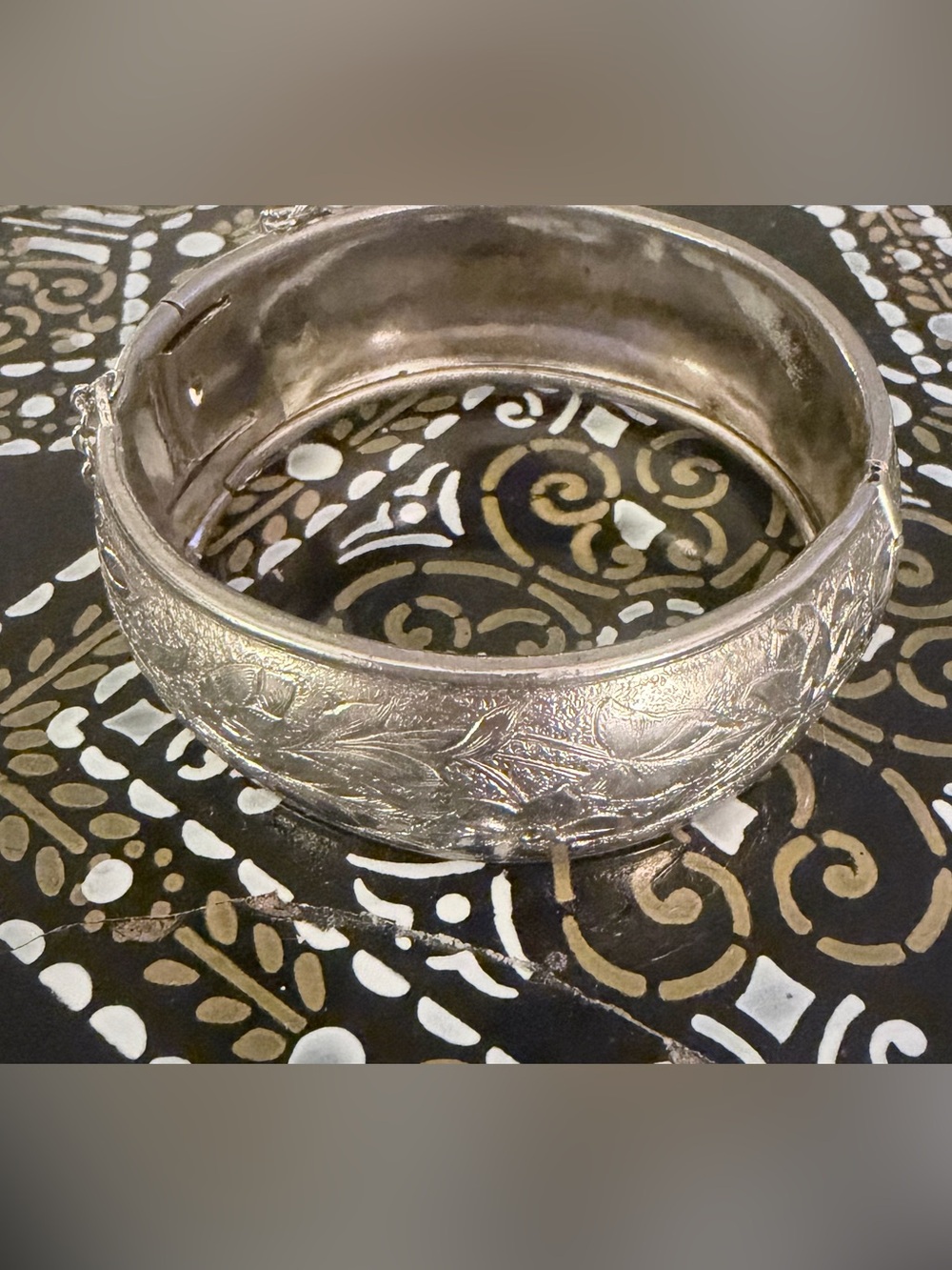 Floral bangle bracelet vintage Coro hinged Sterling Silver bangle bracelet